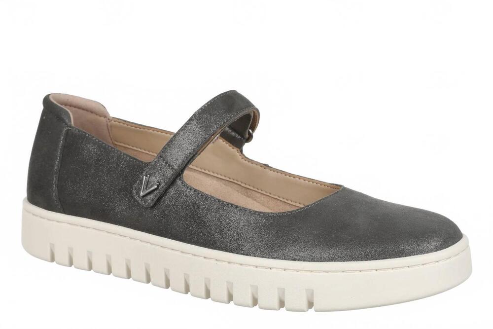 NEW VIONIC women's uptown maryjane shoe in polluted silver leather
